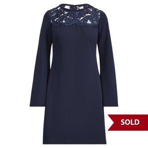 Ralph Lauren Lace-Trim Dress, Size 10, Navy